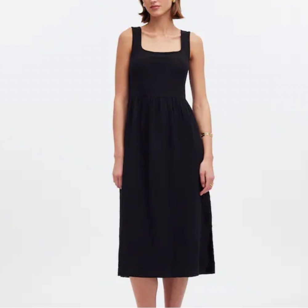 Madewell black knit tank midi dress 100% cotton Large